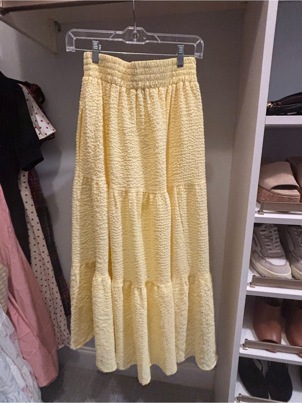 Endless Rose Yellow Tiered Midi Skirt